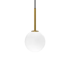 Suspension, Ballon, laiton, verre opalin, Ø14cm, H29,6cm - Herstal