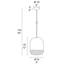 Suspension, Balloton 7213/1 Pill, noir et transparent, Ø24cm, H30cm - MM Lampadari