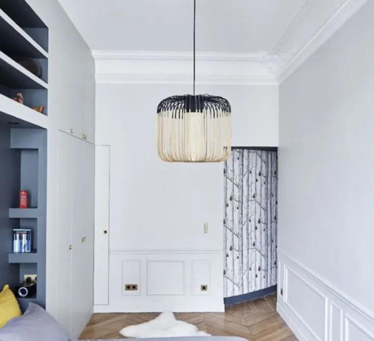 Suspension, Bamboo Light M, noir, H40cm, Ø45cm - Forestier