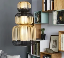 Suspension, Bamboo Light Totem, noir, Ø45cm, H115cm - Forestier