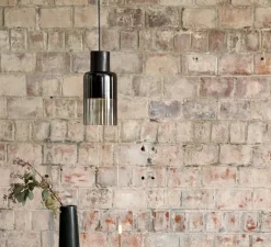 Suspension, Barro, Argile noir, verre fumé, Ø17cm, H35cm - Graypants