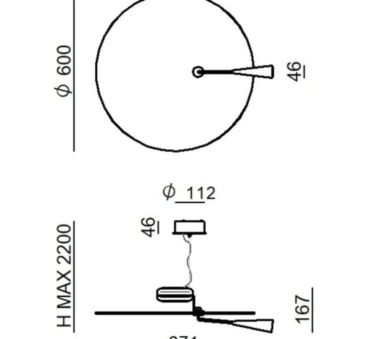 Suspension, Bascula, bronze, LED, dim, 2700K, 3574 lm, Ø60cm, H16,7cm - Stilnovo