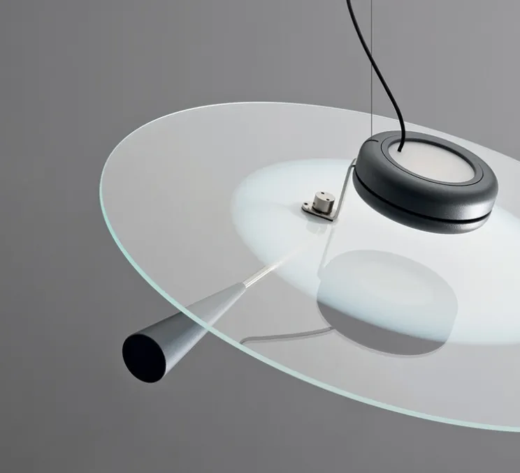 Suspension, Bascula, nickel, gris, LED, dim, 2700K, 3574 lm, Ø60cm, H16,7cm - Stilnovo