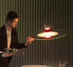 Suspension, Bascula, noir, rouge, LED, dim, 2700K, 3574 lm, Ø60cm, H16,7cm - Stilnovo