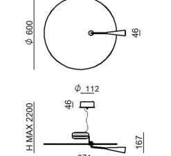 Suspension, Bascula, noir, rouge, LED, dim, 2700K, 3574 lm, Ø60cm, H16,7cm - Stilnovo