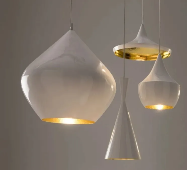 Suspension, Beat Fat, blanc, laiton, LED, dim, 3000k, 800 lm, Ø24cm, H30cm - Tom Dixon