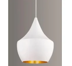 Suspension, Beat Fat, blanc, laiton, LED, dim, 3000k, 800 lm, Ø24cm, H30cm - Tom Dixon