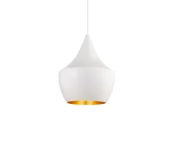Suspension, Beat Fat, blanc, laiton, LED, dim, 3000k, 800 lm, Ø24cm, H30cm - Tom Dixon