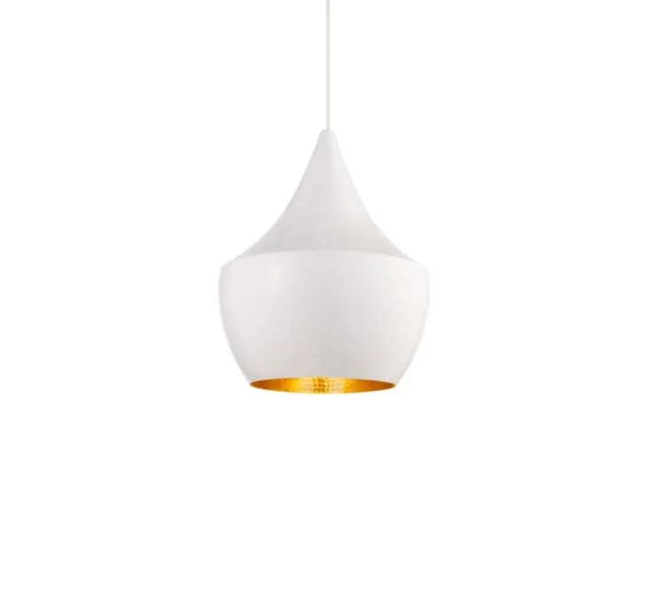 Suspension, Beat Fat, blanc, laiton, LED, dim, 3000k, 800 lm, Ø24cm, H30cm - Tom Dixon