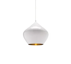 Suspension, Beat Stout, blanc, laiton, LED, dim, 3000k, 800 lm, Ø52cm, H50cm - Tom Dixon