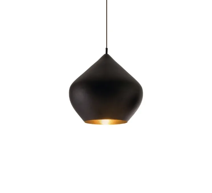 Suspension, Beat Stout, noir mat, laiton, LED, dim, 3000k, 800 lm, Ø52cm, H50cm - Tom Dixon