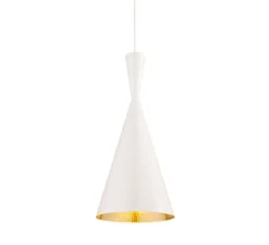 Suspension, Beat Tall, blanc, laiton, LED, dim, 3000k, 800 lm, Ø19cm, H36cm - Tom Dixon