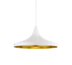 Suspension, Beat Wide, blanc, laiton, LED, dim, 3000k, 800 lm, Ø36cm, H16cm - Tom Dixon