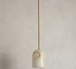 Suspension, Belfry, Albâtre, laiton vieilli brossé, Ø16cm, H65cm - Contain