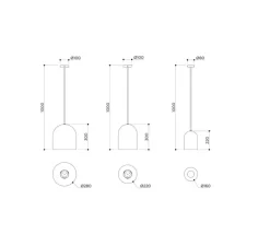 Suspension, Belfry, Albâtre, laiton vieilli brossé, Ø16cm, H65cm - Contain