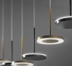 Suspension, Bella direct sans rosace, bronze, IP40, LED, 2700K, 467lm, Ø10,1cm, H14cm - PANZERI