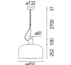 Suspension, Bellhop Glass S2, aluminium, Ø45cm, H35,2cm - Flos