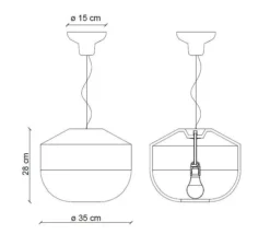 Suspension, Bellota 35, jaune citron, Ø35cm, H28cm - Ferroluce