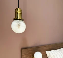 Suspension, Bilbo, blanc, or, Ø10cm, H17cm - BACCARIS