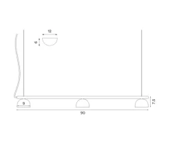 Suspension, Blush Rail 3, beige chaud, LED, dim, 3000k, 3300lm, L90cm, H7,5cm - Northern