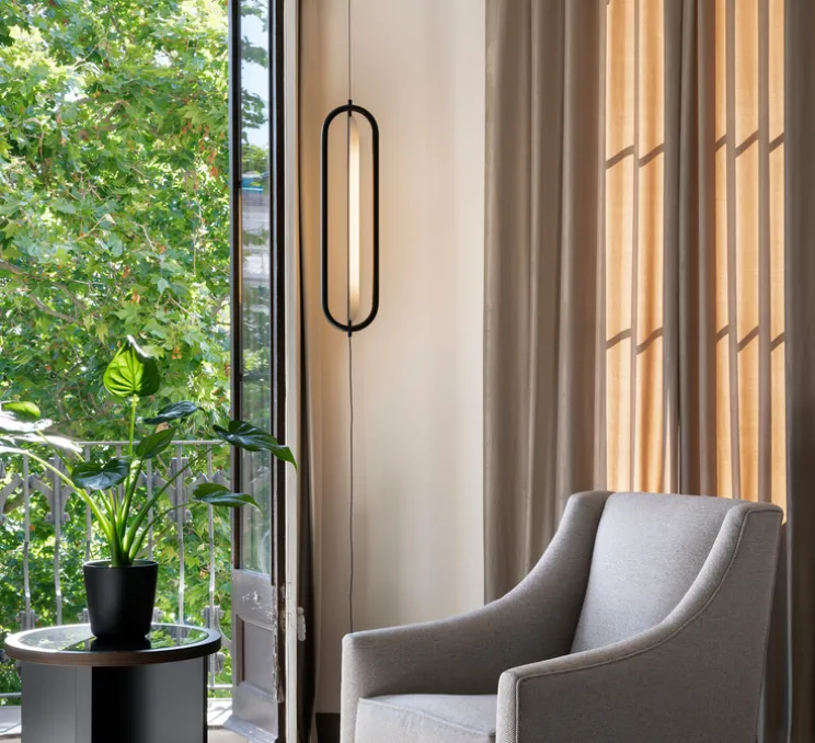 Suspension, Bow verticale, noir, LED, dim, 2700K, 1000 lm, Øcm, H300cm - Nexia