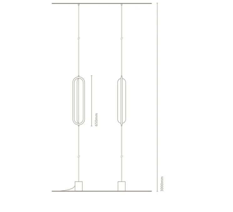 Suspension, Bow verticale, noir, LED, dim, 2700K, 1000 lm, Øcm, H300cm - Nexia