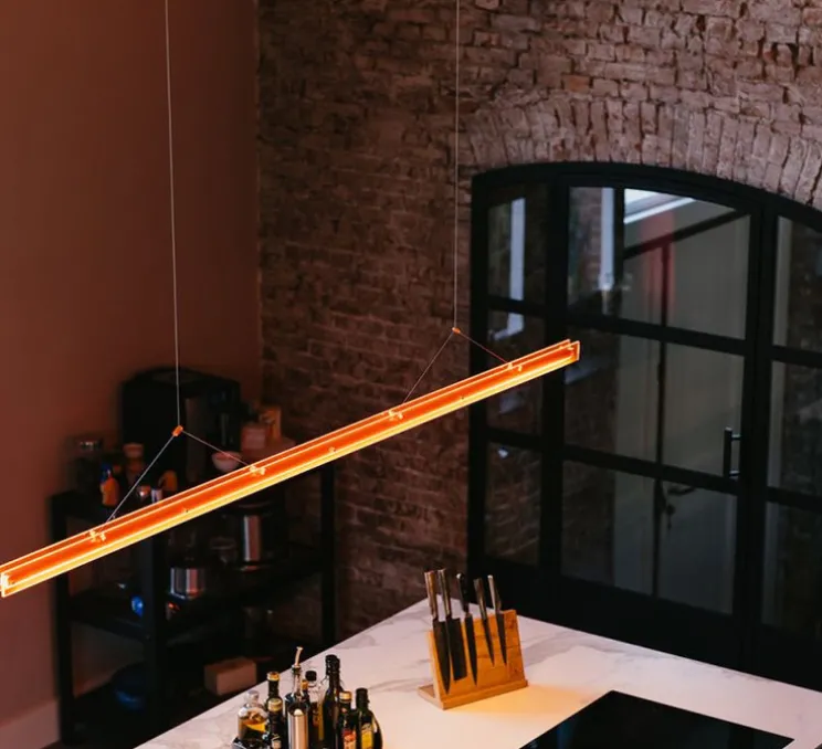 Suspension, Bridge 110, Orange lave, LED, dim, 2700K, 1492 lm, L110cm, H5,1cm - Tonone