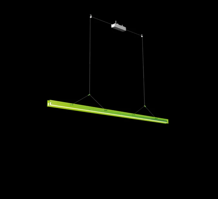 Suspension, Bridge 180, Vert toxique, LED, dim, 2700K, 2495 lm, L180cm, H5,1cm - Tonone