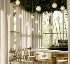 Suspension, Bright Barocco câble crème, laiton, blanc, Ø20cm, H20cm - Nordic Tales