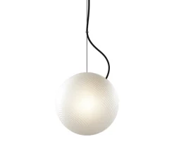 Suspension, Bright Ripple, blanc, câble noir Ø20cm, H20cm - Nordic Tales