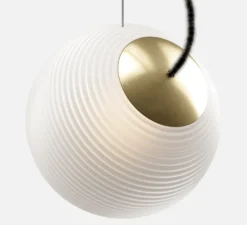 Suspension, Bright Ripple, blanc, câble noir Ø20cm, H20cm - Nordic Tales