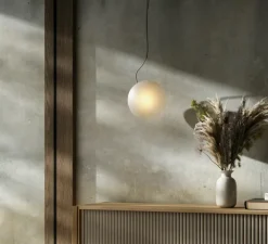 Suspension, Bright Ripple, blanc, câble crème, Ø20cm, H20cm - Nordic Tales