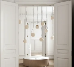 Suspension, Bright Ripple, blanc, câble crème, Ø20cm, H20cm - Nordic Tales