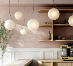 Suspension, Bright Ripple, blanc, câble crème, Ø20cm, H20cm - Nordic Tales