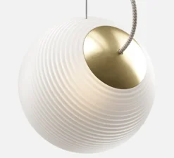 Suspension, Bright Ripple, blanc, câble crème, Ø20cm, H20cm - Nordic Tales