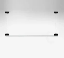 Suspension, bruno, noir, avec ampoule tubulaire opaline, L100cm, H14cm - Zangra