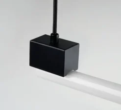 Suspension, bruno, noir, avec ampoule tubulaire opaline, L100cm, H14cm - Zangra