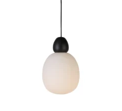 Suspension, Buddy, noir mat et verre opalin, Ø18,4cm, H28cm - Belid