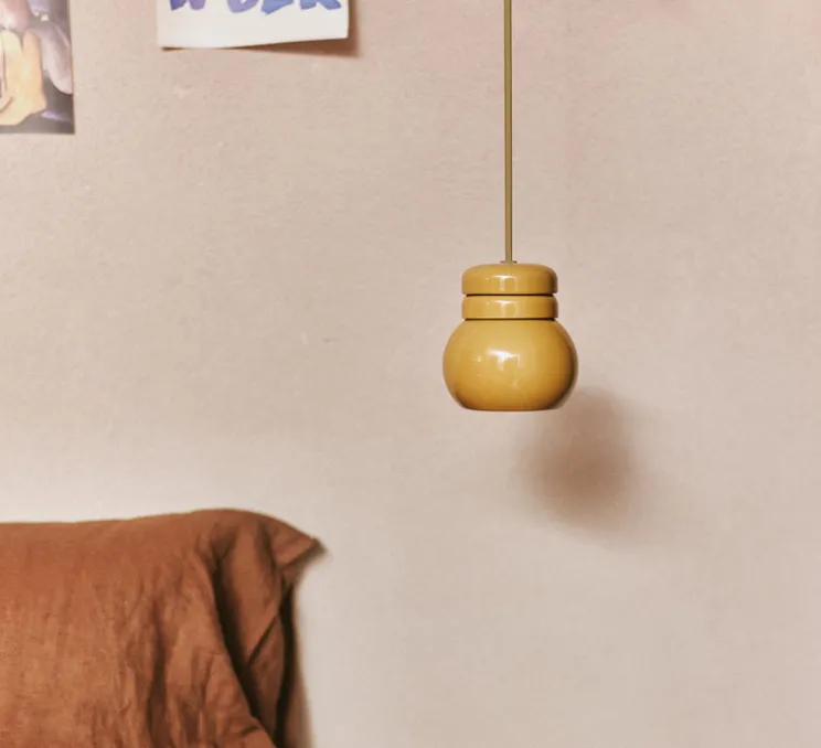 Suspension, Bulb, jaune, Ø13cm, H15,2cm - HK Living