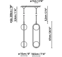 Suspension, C Ball S2, blanc, or, L18,5cm, H67cm - B-Lux