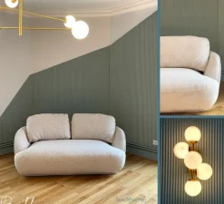 Suspension, C Ball S2, blanc, or, L18,5cm, H67cm - B-Lux