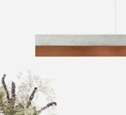 Suspension, [C1], béton clair, cuivre, LED, L122cm, H8cm, 2700K, dimmable - GANTLights