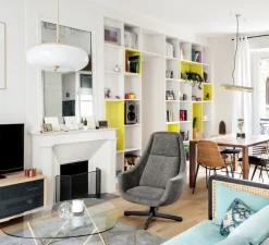 Suspension, [C1], béton clair, laiton, L122cm, H8cm, 2700K, dimmable - GANTLights