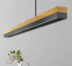 Suspension, [C2], gris foncé, chêne, LED, 2700k, 2100lm, L92cm, H7cm - GANTlights