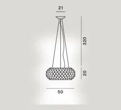Suspension, Caboche Plus Media, gris, LED, 2700K, 3200lm, Ø50cm, H20cm - Foscarini