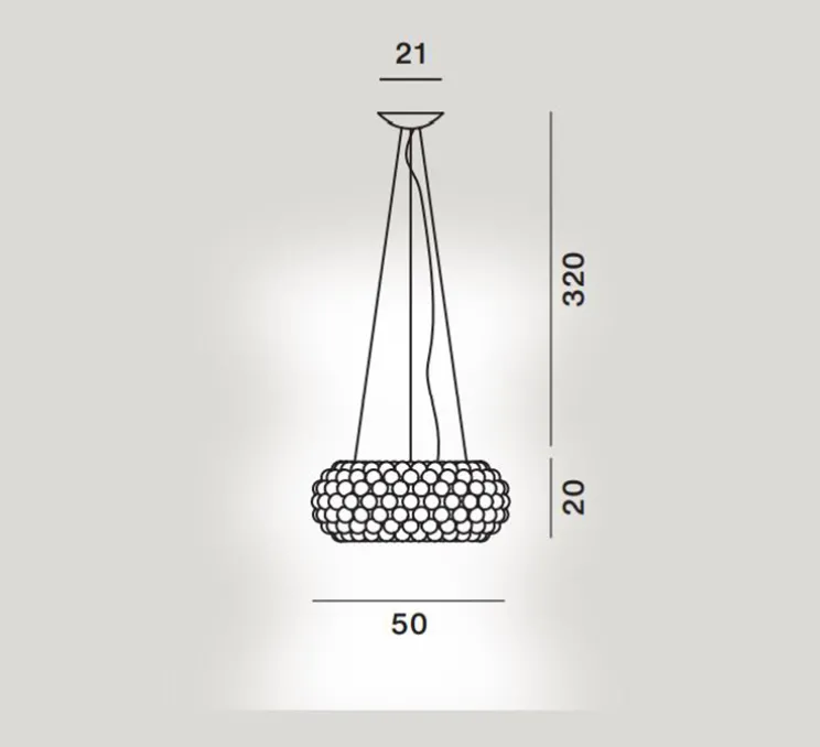 Suspension, Caboche Plus Media, gris, LED, 2700K, 3200lm, Ø50cm, H20cm - Foscarini
