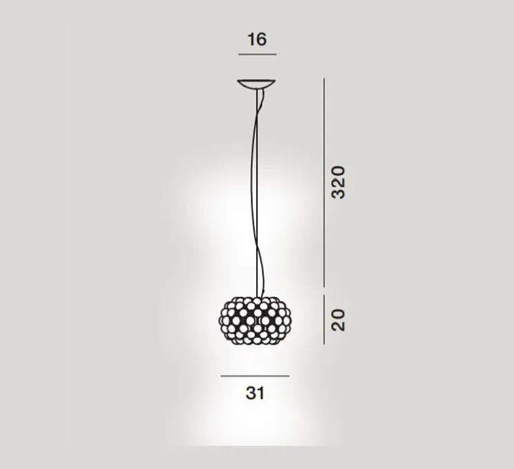 Suspension, Caboche Plus Piccola, gris, LED, 2700K, 1000lm, Ø31cm, H20cm - Foscarini