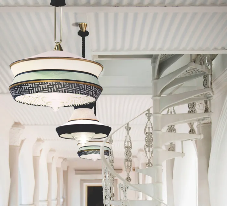 Suspension, Calypso SO XL GUADALOUPE, sel et poivre, L70cm, H63cm - Contardi