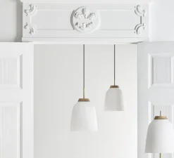 Suspension, Campa, blanc, bois, laiton antique, Ø35cm, H40cm - Bolia