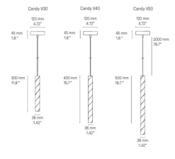 Suspension, Candy V40, cuivre satiné, LED, dim, 2700K, 331 lm, Ø3,6cm, H40cm - CVL